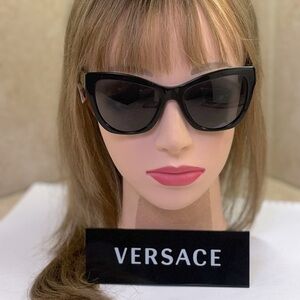 New Versace MOD 4417-U GB1/87 Black Sunglasses with Gold Accents